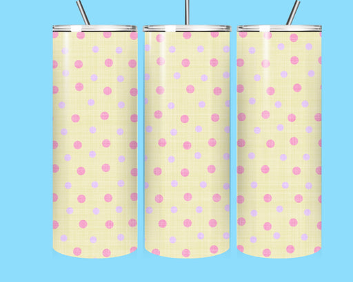 Cute Pastel Polka Dot Tumbler 20oz – Insulated Skinny Stainless Steel Cup with Straw