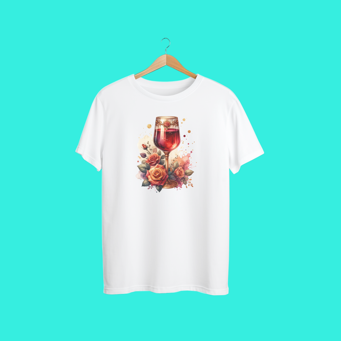 ✨ “Wine Glass & Roses T-Shirt – Chic Floral Wine Lover Tee | Cute Boho Gift for Women Who Love Wine”