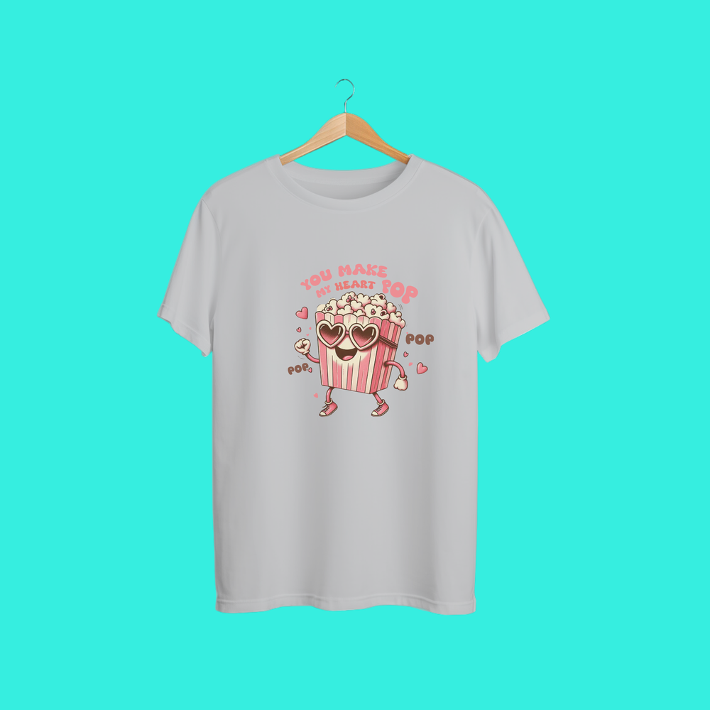 You Make My Heart Pop Shirt – Cute Popcorn Valentine Tee for Movie Night, Date Night & Gifts